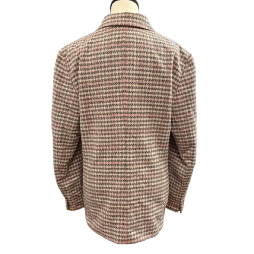 Vintage Pendleton Wool Blazer Size 14 -Pink & Gray Houndstooth plaid Made in USA - Picture 7 of 8